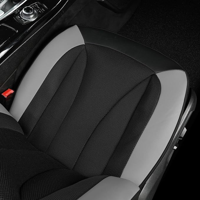 GIANT PANDA Front Seat Cover for Nissan, 3D Air Mesh Car Seat Covers Custom Fit Nissan Rogue Altima Sentra Versa Kicks Frontier Murano Pathfinder Maxima (Grey+Black) 2-Pack