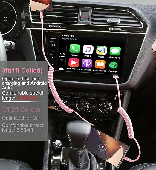 USB A to C Cable Fast Charging 3FT for Car, 2Pack USB Type C Charger Cable for iPhone 16, USB-C Cable Compatible with iPhone 15/Plus/Pro/Pro Max/Samsung Galaxy A10e A20-Pink