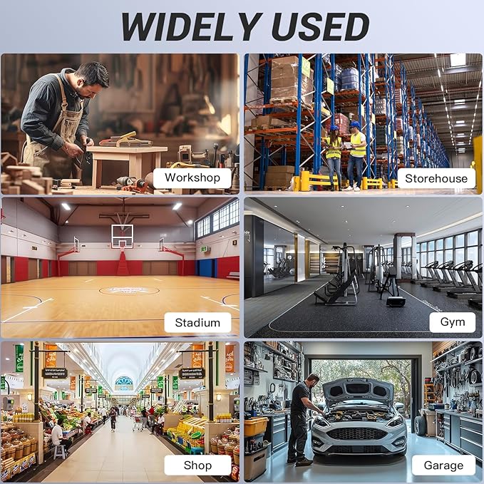 JTT LED Linear Shop Lights 150W, 21000LM 360° Adjustable Led High Bay Lights 5000K Daylight 120-277V, Led Garage Light for Shop Workshop Store Commercial Supermarket Warehouse Basement, 4-Pack ETL