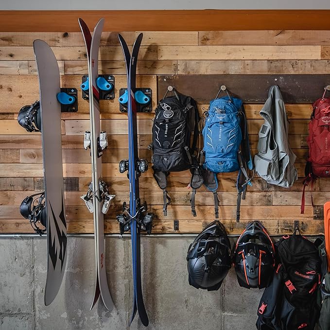Ultimate Ski & Snowboard Wall Rack | Secure, Non-Slip Storage | Fits Any Ski/Board | Garage Organization | Ski Storage Rack | Snowboard Storage Rack | Winter Gear Organizer | 6 Pck