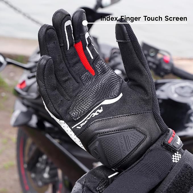 VXW Motorcycle Gloves for Men and Women - Gel Palm Sliders, Leather & Mesh Construction Full Finger Touchscreen, High-Speed Sports Gear for MTB/ATV/BMX/Motocross/Dirt Bike