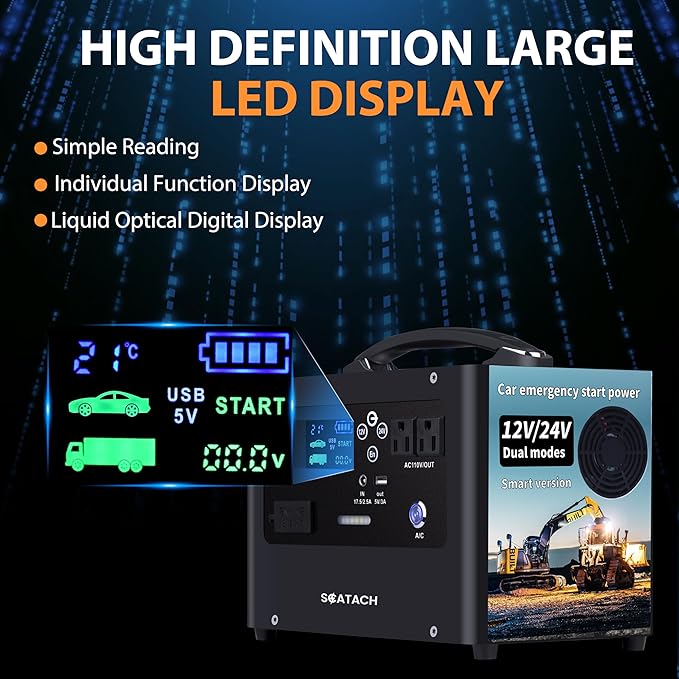 Scatach 10000A Jump Starter, 24V 400W Inverter Battery Jumper Starter Power Station for All Gas or Diesel Engines, 155Wh Heavy Duty Truck Jump Starters Portable Power Bank for Outdoors Camping Travel