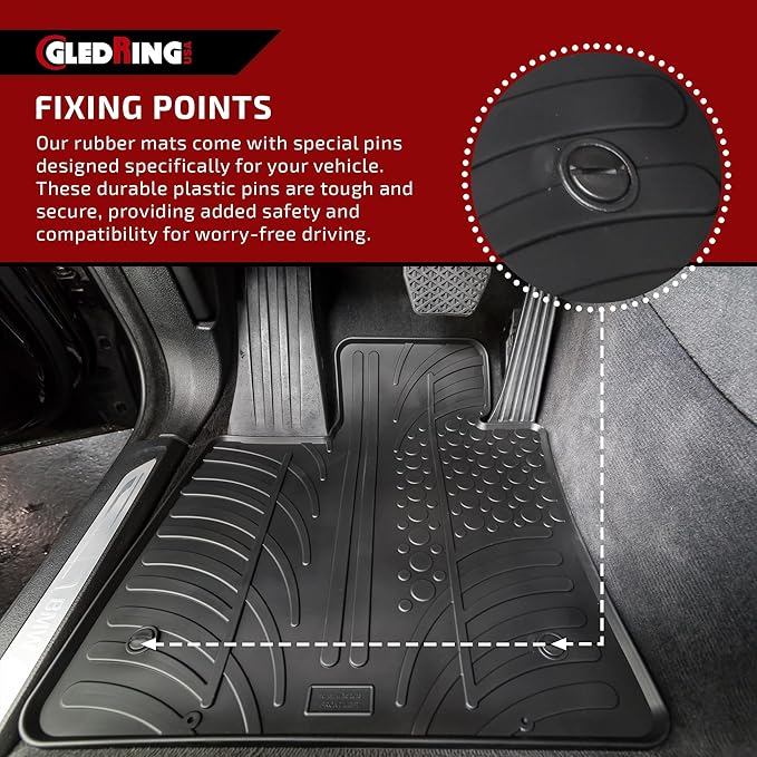 Gledring USA Custom Fit All-Weather Rubber Floor Mats Intended for Land Rover LR2 2007-2015, No Trimming Required, Tailored Custom Fit, Protects from Rain, Mud, & Snow