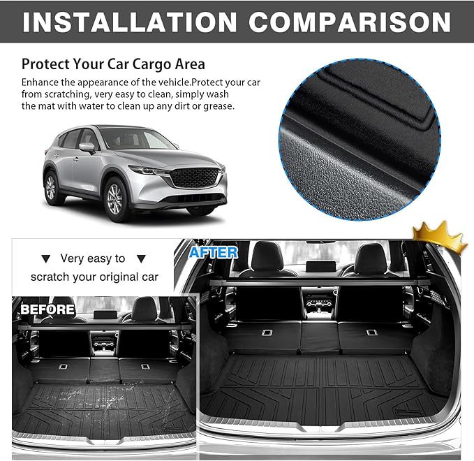 Powerty Floor Mats & Cargo Liner for 2017-2025 Mazda CX-5 CX5 Accessories Car Mats, Includes 2 Row and Cargo Liner Set, All Weather TPE 3D Floor Liners Rear Cargo Mat