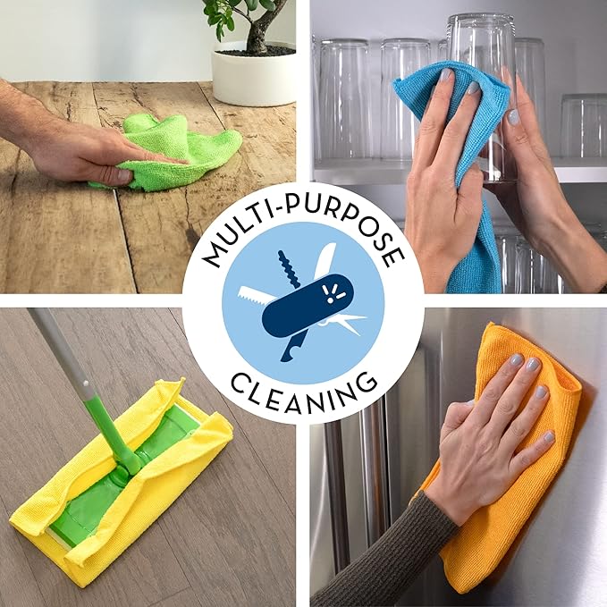 S&T INC. 150 Pack Microfiber Cleaning Cloth, Bulk Towels for Home, Reusable Microfiber Towels for Cars, Cleaning Rags, Assorted, 11.5 Inches x 11.5 Inches, 150 Count