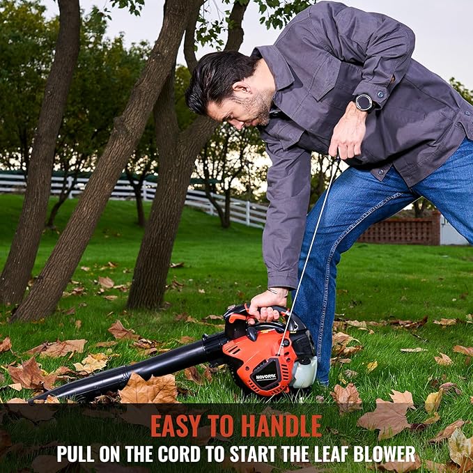 28CC Gas Leaf Blower 450-CFM 160-MPH, 2-Cycle Handheld Leaf Blower for Lawn Care, Leaf Cleaning, Snow Removal (Orange)