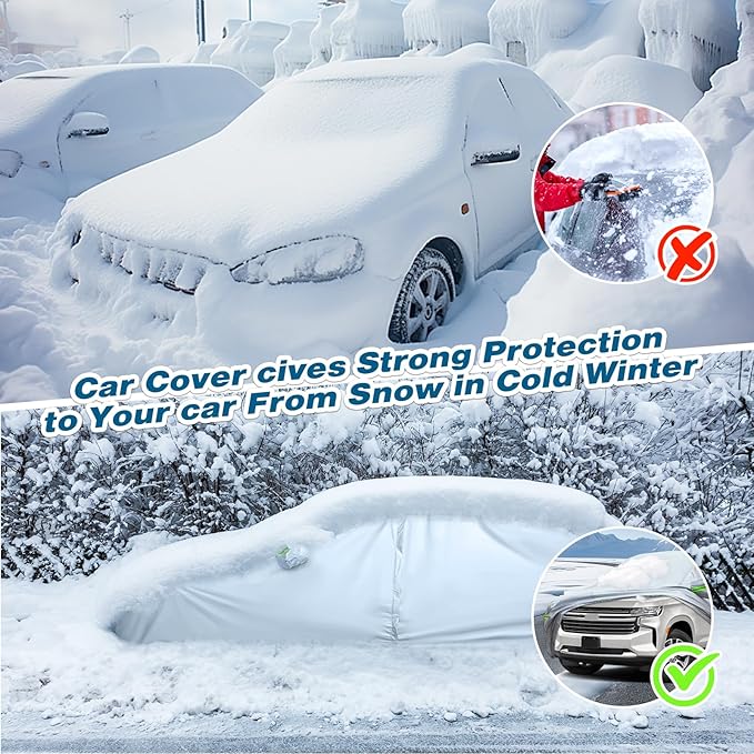 TUCAREST 6-Layers Heavy Outdoor Pickup Full Car Cover Hard Shell Zipper Design Waterproof All Weather Weatherproof UV Sun Protection Snow Dust Storm Resistant with Straps (Fit for UP to 213"-237")