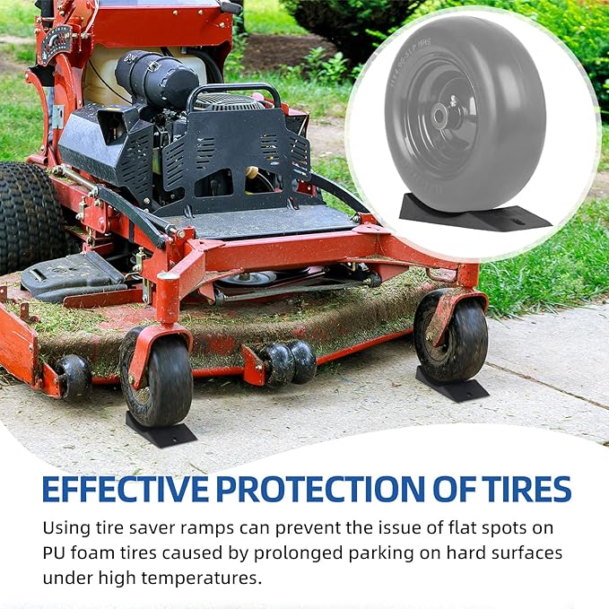 2-Pack Flat Free Tire Saver Ramp for 9-12" PU Foam Tire and Wheel, Non Flat Spots Saver Ramp, Suitable for Lawnmower, Wheelbarrow, and Trailer