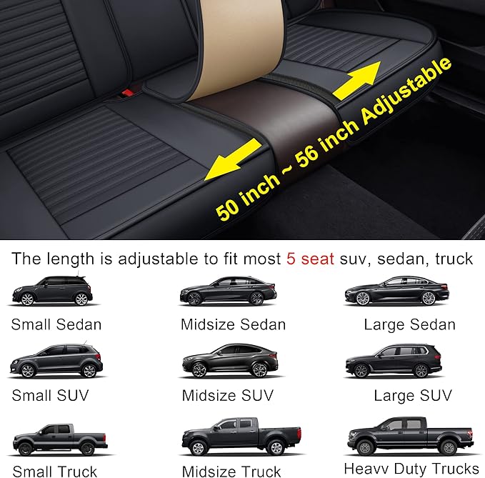 LINGVIDO Car Seat Covers, Breathable and Waterproof Faux Leather Automotive Seat Covers for Cars SUV Truck Sedan,Universal Anti-Slip Seat Cover with Backrest (Full Set, Black-Blueline)
