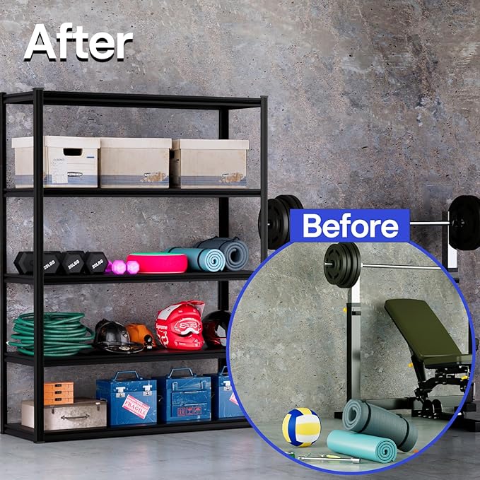 Garage Shelving Heavy Duty - 59 * 20 * 79in(L*W*H) Extra Large Metal Shelving Units and Storage for 2000lbs, 5tier Adjustable Basement Storage Industrial Shelves Pallet Racking Organizer