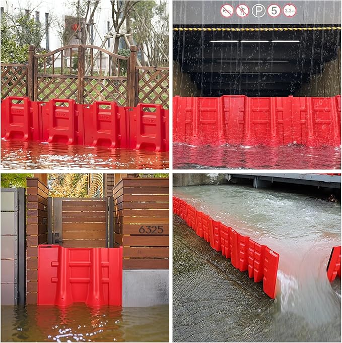 Flood Prevention Barrier, ABS L-Type Baffle Water Barrier Reusable, Door Flood Barriers for Home, Removable Combined for Garage Doors, Warehouses, Basements and School (19pcs)
