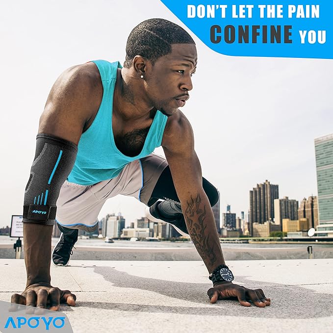 APOYO Elbow Brace for Tendonitis and Tennis Elbow, Compression Sleeve for Arthritis, Workouts, Reduce Joint Pain During Fitness Activity (X-Large)