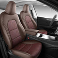 Tesla Model Y Seat Cover Full Set, Faux Leather Tesla Car Seat Cover, Perfect Suitable for Tesla Model Y 2020 2021 2022 2023 2024 2025 (Brown)