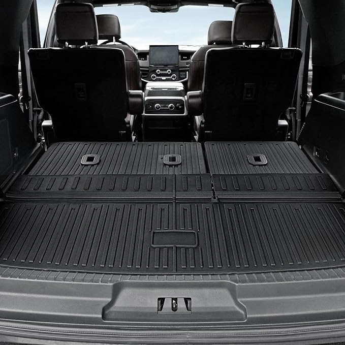 Floor Mats Set for 2018-2024 Ford Expedition/Lincoln Navigator 7 Seats Accessories, Full Coverage All Weather Cargo Mat with Backrest Protectors & Door Sill Guards (Not fit Max or L Model)