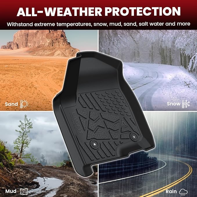 LASFIT Floor Mats 2019-2025 for Chevrolet Silverado/GMC Sierra 1500, 2020-2025 2500HD 3500HD, Only Without Rear Underseat Storage Box, Only Bucket Seat/Crew Cab (Not for Regular/Double Cab)