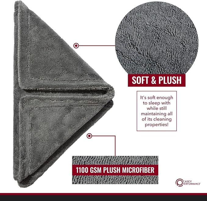 Car Drying Towel - The Finisher Microfiber Towel, 80/20 Blend, Water Absorbent and Scratch-Free Cleaning Cloths with a Hidden Edge, Dries Quickly and Efficiently (20''x32'')
