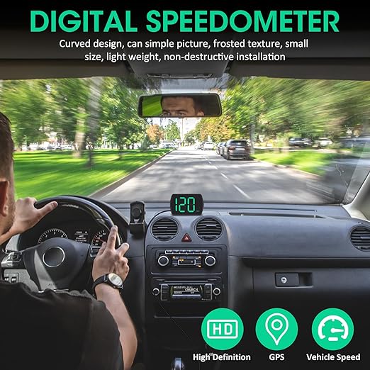 2 Pack GPS Digital Speedometer for Car MPH, Universal HUD Speed Meter with LED Large Font Head Up Display Car Accessories with USB Cable, Plug Play for Truck Motor SUV Golf Cart All Vehicles
