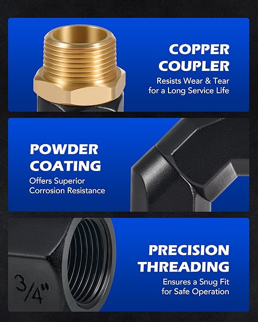 Orion Motor Tech 2pcs 3/4" NPT Fuel Hose Nozzle Swivel Kit, Multi Plane 360 Rotating Fuel Tank Adapter Swivel Coupler Set with Accessories