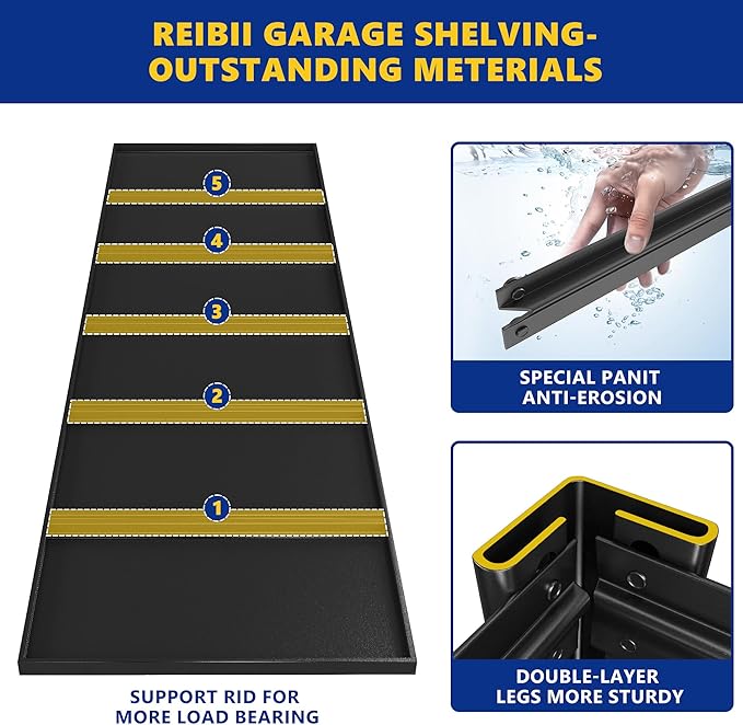 REIBII Garage Shelving 48.2" W Storage Shelves 3000LBS Metal Shelving Heavy Duty Adjustable Metal Shelf Industrial Pantry Shelves for Basement Garage Warehouse 72.2" H x 24.2" D x 48.2" W, 4 Pack