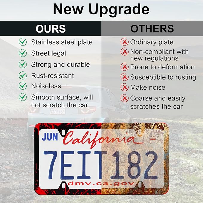 LivTee Black License Plate Frames, 4 Holes Stainless Steel License Plate Covers, 2PCS Car License Plate Holder, Automotive Exterior Accessories, Blood Splatter