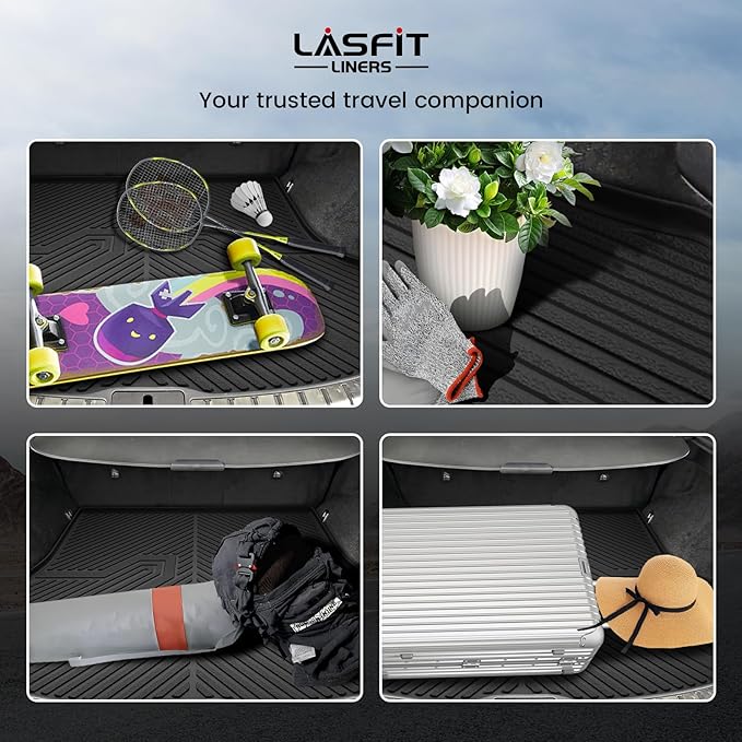 LASFIT Trunk Mat for Lexus RX/RX350/RX350h/RX500h 2025 2024 2023, All Weather TPE RX 350 Cargo Mats Custom Fit for Lexus RX350 Cargo Liner Front & Rear Trunk Liner, Black, Easy to Clean