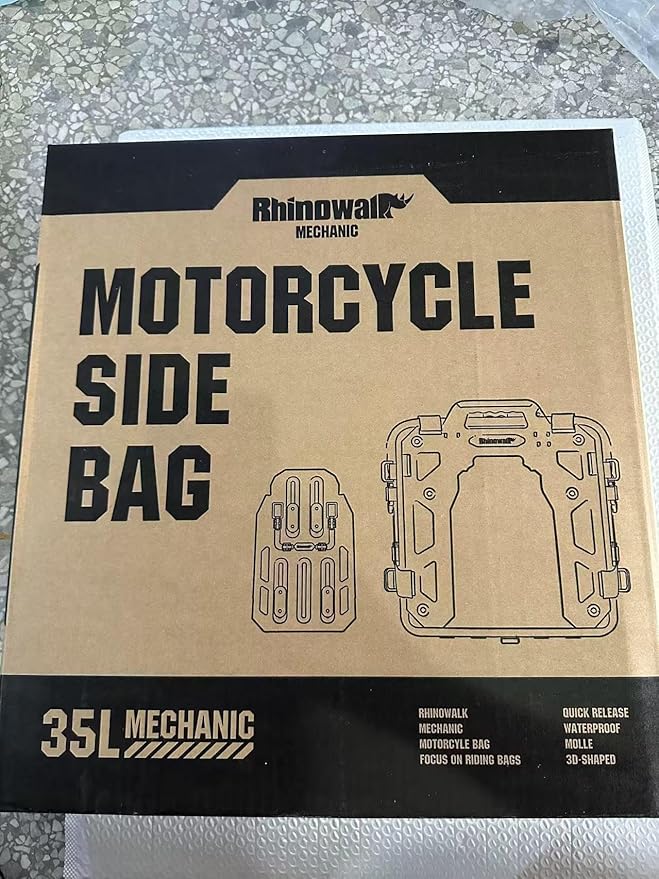 Rhinowalk Motorcycle Saddlebag 35L Waterproof, Quick Release Motorbike Side Bag, Universal Fit Motorcycle Side Bag (1-Piece)