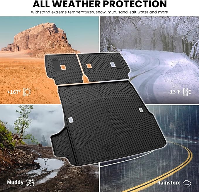 LASFIT Trunk Mat&Backrest Mat for Toyota 4Runner 2025(Only Fit 5 Seats), All Weather TPE Custom Fit Cargo Liner for 4Runner SR5/TRD/Limited 6th gen 4 Runner Cargo Mat, Black