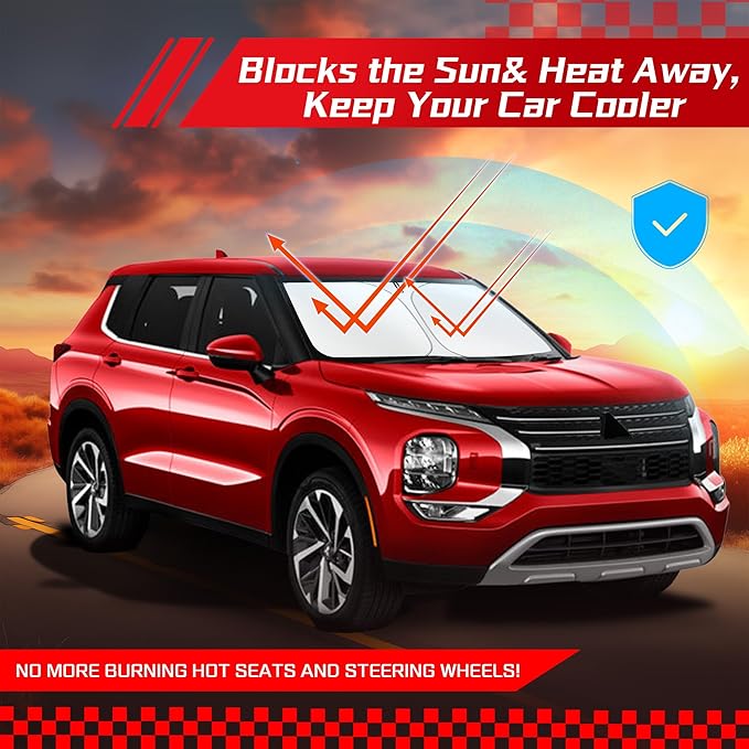 ARISMOTOR Windshield Sun Shade for Mitsubishi Outlander 2022-2025, Custom Fit Foldable Front Window Sunshade Sun Visor Protector, Block UV Rays Keep Your Car Cooler