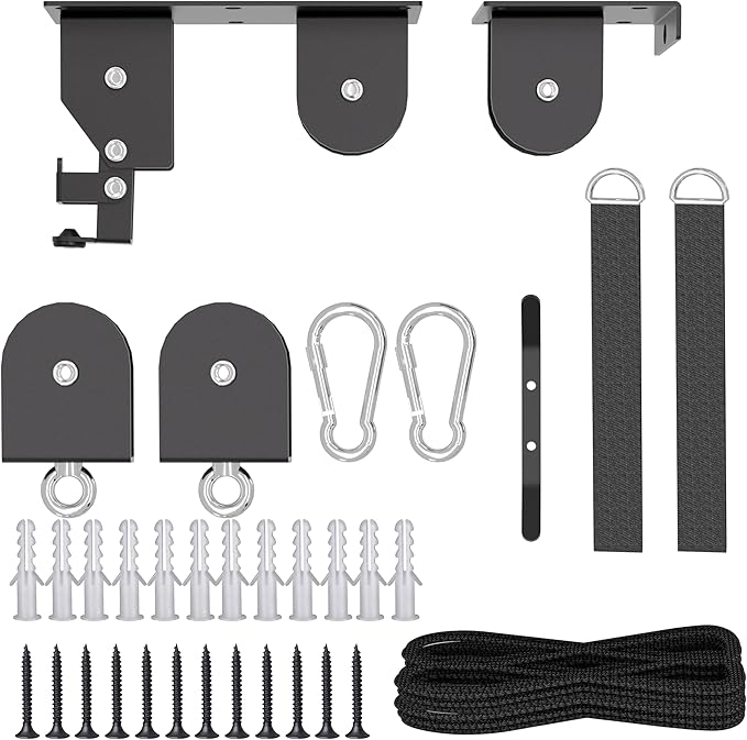 2 Pack Bike Hoist, Heavy Duty Bike Pulley System for Garage Ceiling Bicycle Hanger, Bike Lift Overhead Storage Holds Up to 85 lbs Capacity, Fit 10-16 Foot Ceilings, Black