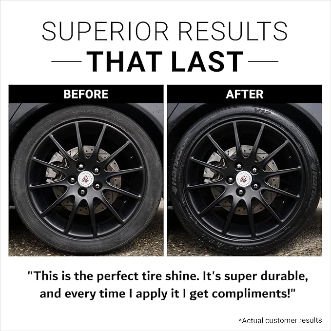 CAR GUYS Tire Shine Spray | The Perfect Shine | Durable and User Friendly Tire Dressing | Long Lasting UV Protection for Black Tires, Wheels, & Rubber | 18 Oz Kit with Applicator Pad
