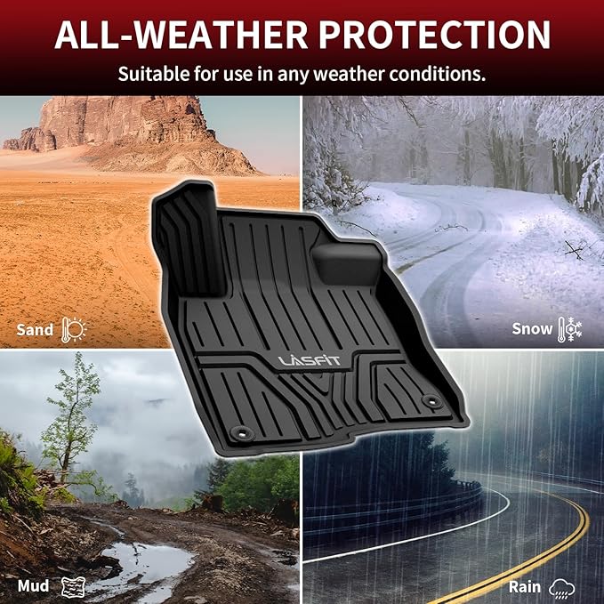 LASFIT Floor Mats for Honda Civic 2022-2025 2026 (Fits Rear Seats with USB Ports)| for Acura Integra 2023-2025, All Weather Car Floor Liners, 1st & 2nd Row, Black