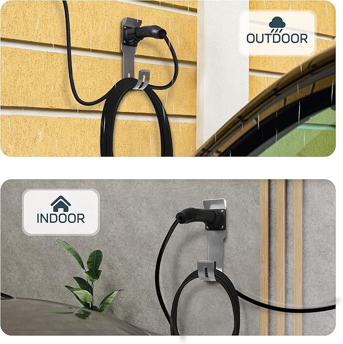 Tesla Charger Holder Wall Mount Kit, Sliver Mobile Connector Charging Cable Cord for Tesla Model for Indoor Outdoor Garage, Wall Mount Cable Organizer Bracket with UMC Holder