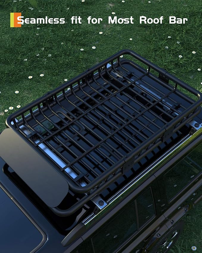 46" x 36" Universal Roof Rack Carrier Basket, 200 Lbs Capacity Car Cargo Rack with Extension Luggage Holder Basket Heavy Duty for SUVs, Trucks, Vehicles