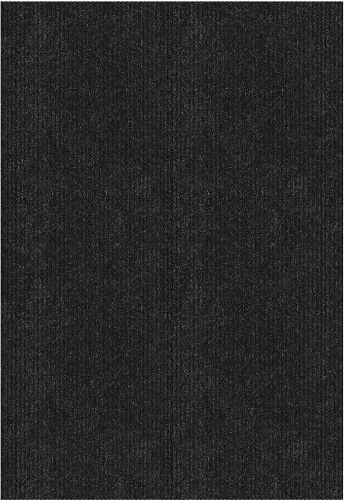 Ottomanson 6'6" x 21' Hallway Runner with Scraper Pile - Extra Durable Non-Slip Rug Mat for Indoor & Outdoor Use - Ideal for Kitchen, Entryway & Garage - High-Traffic Carpet, Black