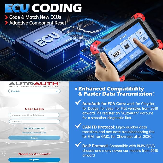 XTOOL D7X OBD2 Scanner Diagnostic Tool,2025 Bidirectional Scan Tool with 36+Resets,3-Year Updates,FCA Autoauth,ECU Coding,Full System Car Scanner for ABS Bleeding,Crankshaft Relearn,Injector Coding