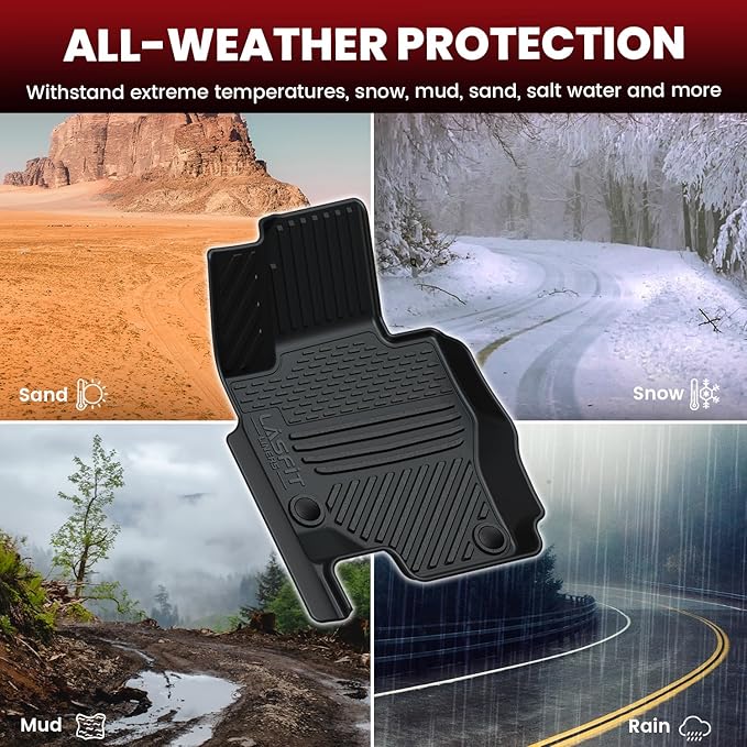 LASFIT Floor Mats Fit for Mercedes Benz GLS 450/580 / 63 AMG 2026 2025 2024 2023 2022 2021 2020 (Only Fit 6 Seats), All Weather TPE Floor Liners for Mercedes GLS 2020-2026, 1st & 2nd & 3rd Row Set