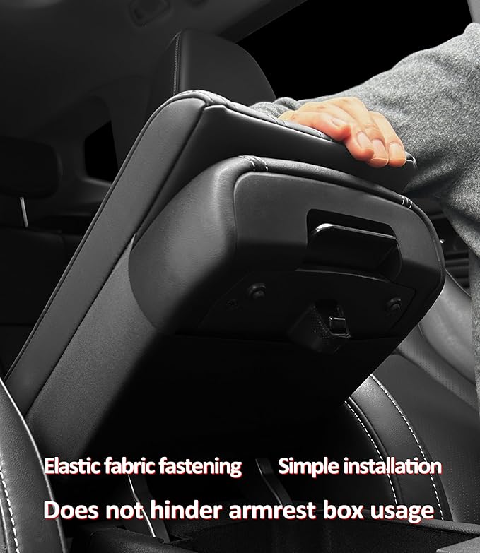 Car Center Console Cover pad PU Leather,Black Armrest Box mat, Vehicle Arm Rest Cushion Protector,Memory Foam napa Leather,Consoles Hand Rest Pillow (sizeB 14 x 8 x 2.2 inch)