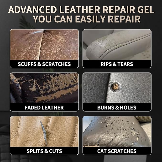 Advanced Leather Repair Gel, 2025 New Leather Repair Coloured Cream Gel, Upgrade Professional Leather Repair Kit for Car Seat Vinyl Repair Kit, Multifunctional Couch and Jacket Repair Kit (Blue)