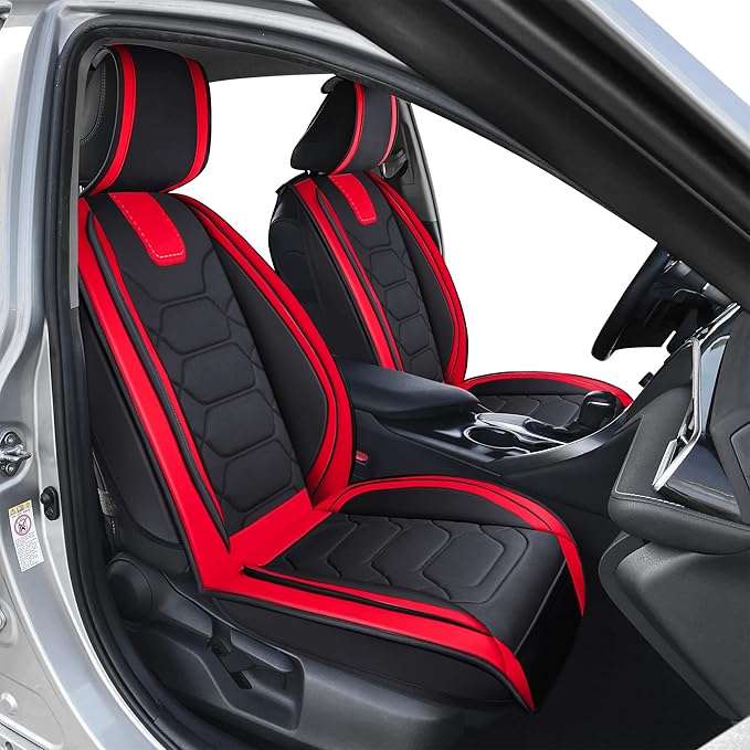 OASIS AUTO Custom Fit Seat Covers for 2012-2025 Toyota Camry, Waterproof Faux Leather Seat Protector Cushion Camry Car Accessories (Full Set, Red)
