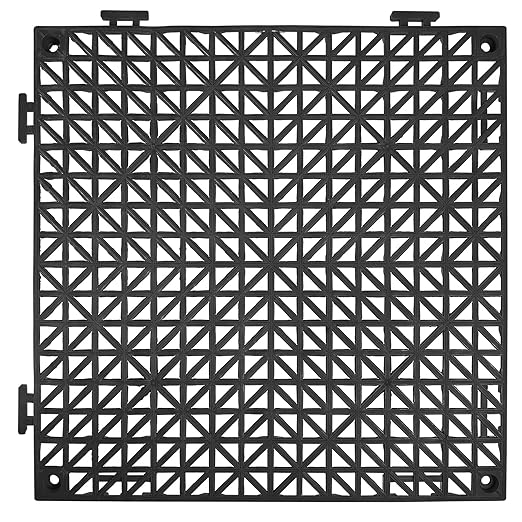 VEVOR Interlocking Tile 50PCS Black, Drainage Tiles 12" x 12" Splicing, Soft PVC Interlocking Drainage Floor Tiles, Non-Slip Drainage Holes for Restroom, Bathroom, Kitchen, Pool, Wet Areas