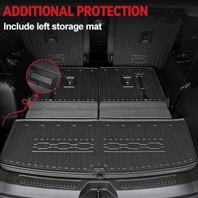 Floor Mats for 2017-2023 GMC Acadia (6-seat), All Weather TPE 2-in-1 Cargo Mat with Backrest Mat for Acadia Accessories
