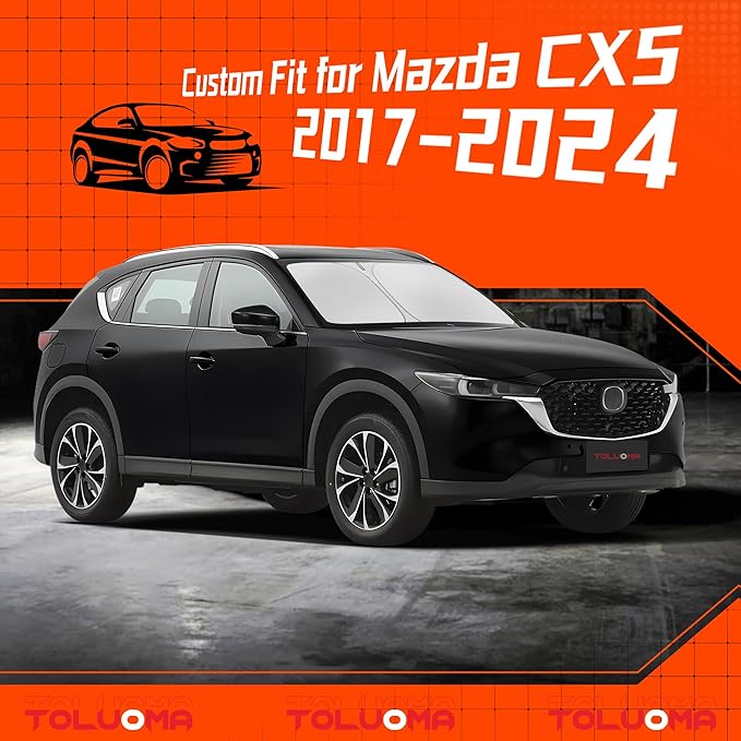 Custom Fit Windshield Sun Shade for Mazda CX5 2017-2025 - Full Coverage, 210T Reflective Fabric, Double-Layer Design - Blocks 99% UV Rays, Keeps Car Cool, Easy to Install and Store