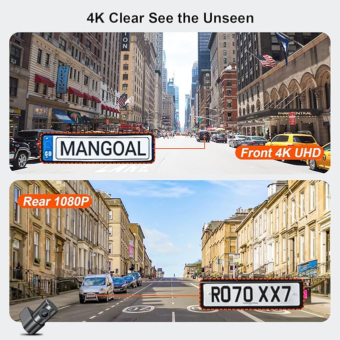 Front 4K & Rear 1080P Dash Cam Custom fit for GMC Yukon, Yukon XL 2015 2016 2017 2018 2019 2020(Model D), Model D & Model C Have Same Models Years but Vehicle Sensor Cover are Different