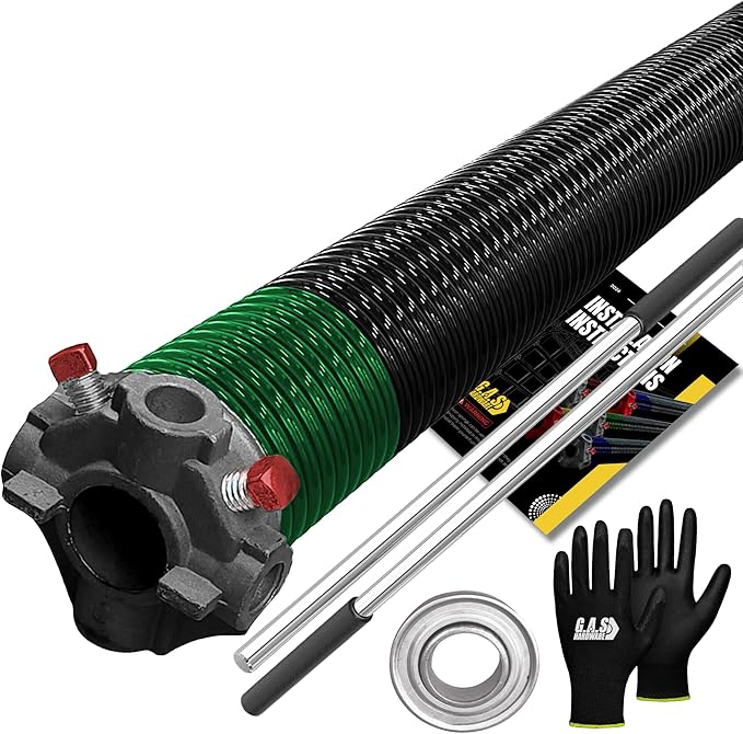 Garage Door Torsion Spring 243x2x30 Torsion Springs for Garage Door Repair Left Hand Wound Replacement for Right Side of Garage Door with 1" Steel Bearing, Gloves, Manual and Winding Bars (Black Cone)