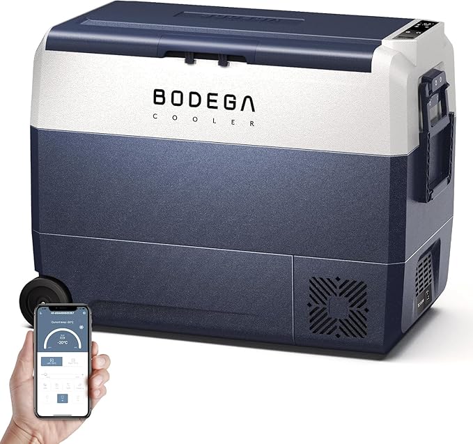 BODEGACOOLER 12 Volt Car Refrigerator, 64Quart (60L) Car Fridge Single Zone, 12V Portable Freezer APP Control, RV Car Cooler -4℉-68℉ 12/24V DC 100-240V AC for Outdoor Camping Travel Vehicles Home Use