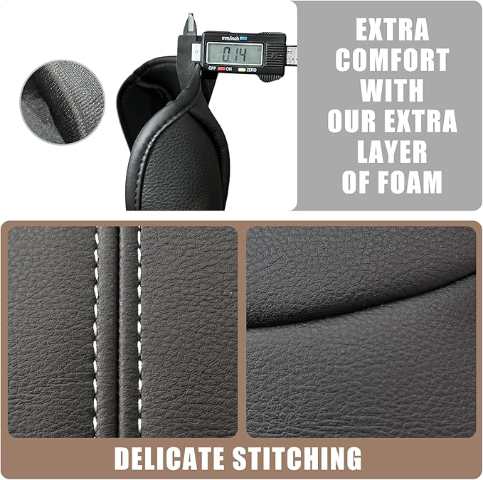 Muslogy Center Console Cover Compatible with Honda Pilot 2023 2024 2025, 2024-2026 Ridgeline/Passport Accessories Armrest Pad Lid Cushion Console Protector Vegan Leather Extra Soft(Black/White Trim)
