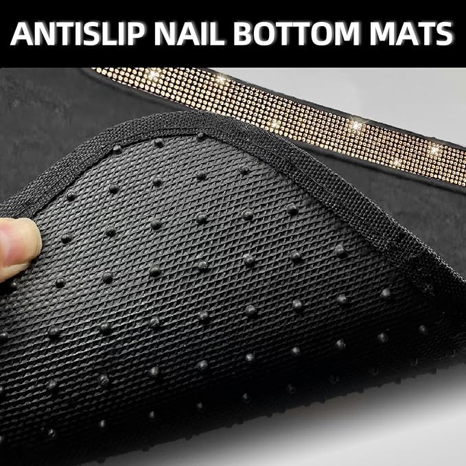 NBTEPEM Gold Bling Car Floor Mats Full Set, Universal Fit Most Cars,SUV, Trucks, 4 pcs Sparkle Glitter Diamond Carpet for Women Girls with Anti-Slip Pad (Gold Diamond)
