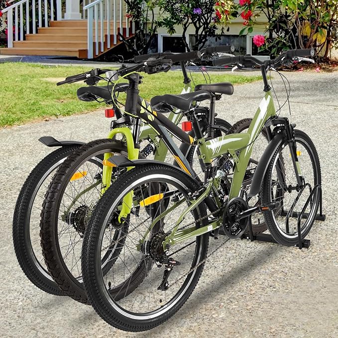 iCool Bike Stand for 3 Bikes, Parking Rack - Garage to Outdoor Use, Max. Tire Width 2.15"