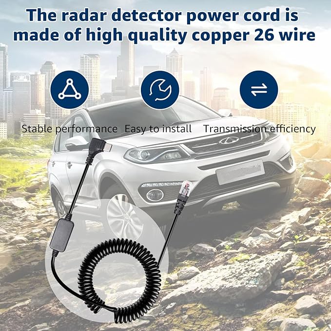 Radar Detector Cable with USB-C to RJ11 Plug Cord, 9.84Ft USB-C 5V-12V RJ11 Power Cord, for Uniden R1 R3 R7, Beltronics, Escort Passport 9500i, MAX360, Cobra, Radenso XP etc.
