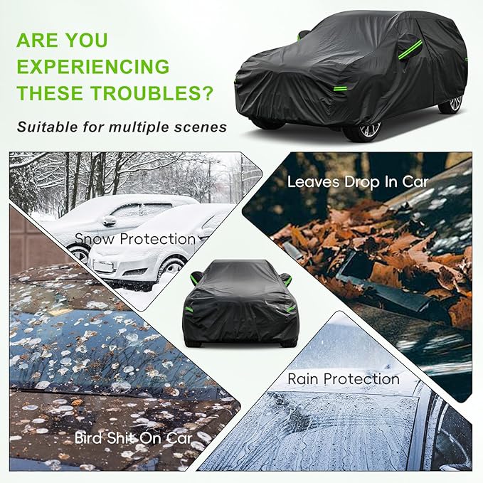 KouKou Car Cover Waterproof All Weather, 7 Layers Outdoor Car Cover for Automobile, Universal Fit Nissan Versa, Acura Integra/RSX,Toyota Corolla Celica, Subaru BRZ, ect.(Length up to 177 inch)